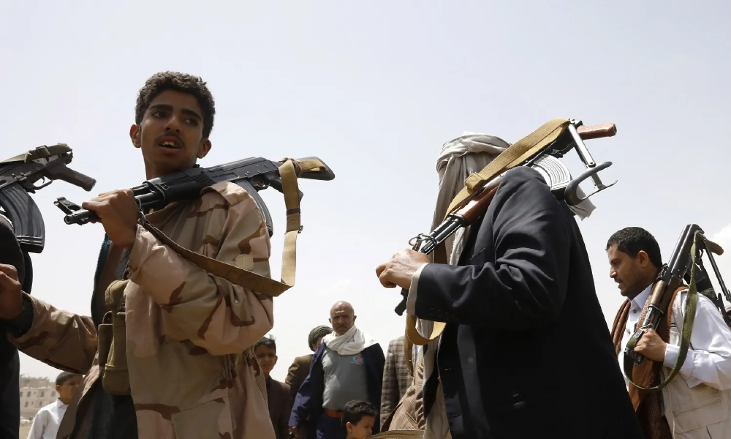 Houthi supporters attend a sectarian event in Sanaa, Yemen, 17 July 2022. (EPA)
