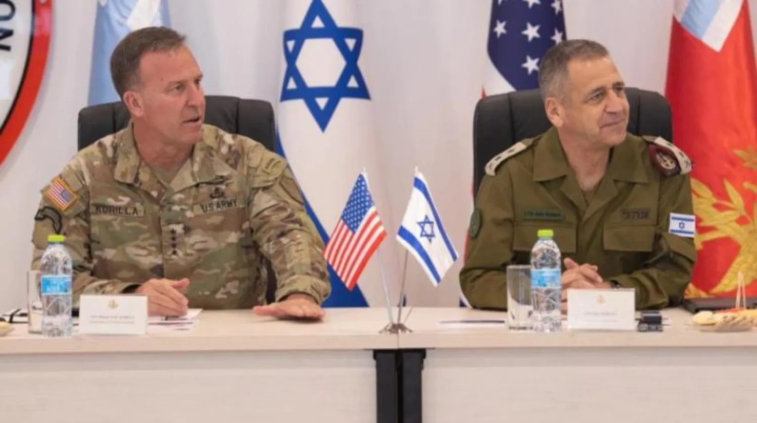 CENTCOM Commander General Michael Kurilla (left) and Chief of Staff Lt General Aviv Kochavi during a meeting in Israel on July 17, 2022