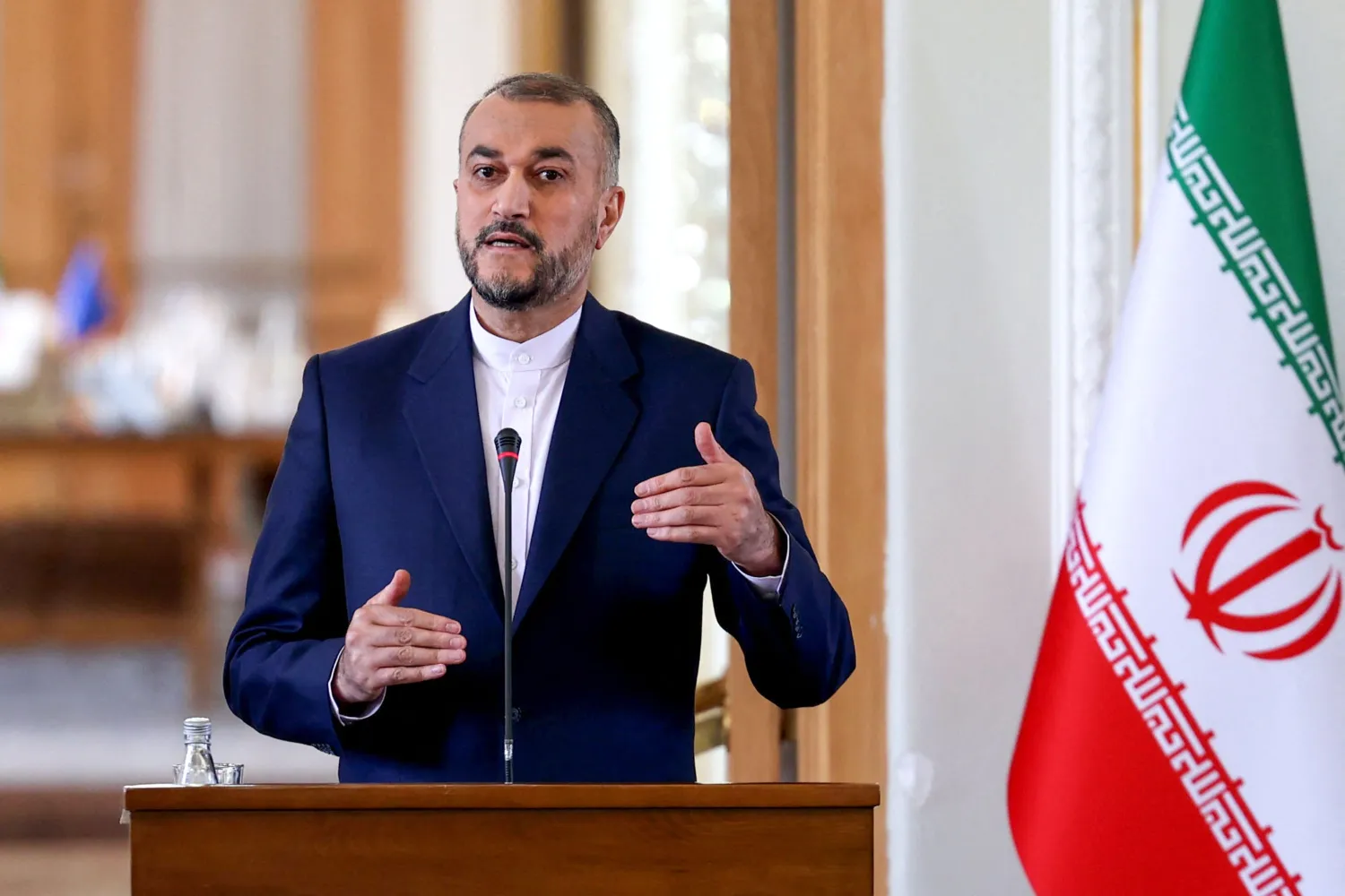 Iran's Foreign Minister Hossein Amir-Abdollahian speaks during a press conference with the High Representative of the European Union for Foreign Affairs and Security Policy at the foreign ministry headquarters in Iran's capital Tehran, June 25, 2022. (AFP) 