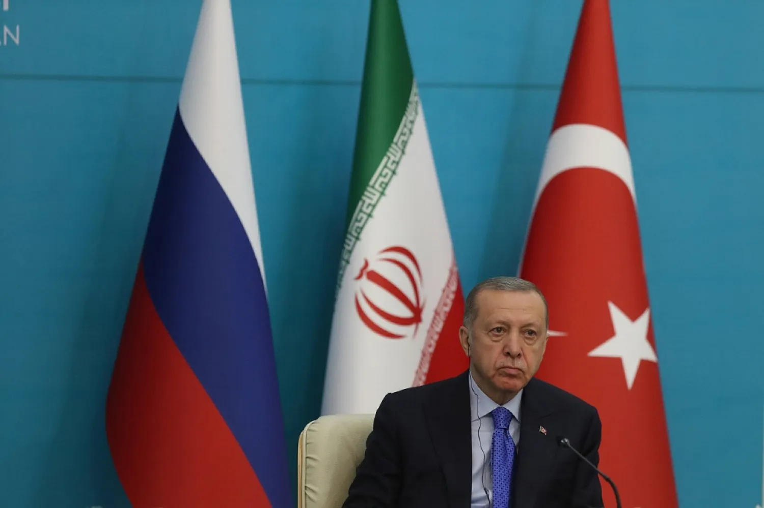  Turkish President Recep Tayyip Erdogan attends a news conference following the Astana Process summit in Tehran, Iran July 19, 2022. (West Asia News Agency/Handout via Reuters)