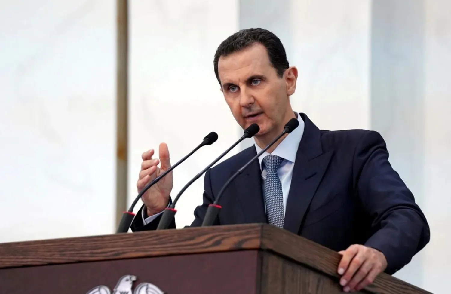 Syria's President Bashar al-Assad addresses the new members of parliament in Damascus, Syria in this handout released by SANA on August 12, 2020. SANA/Handout via REUTERS

