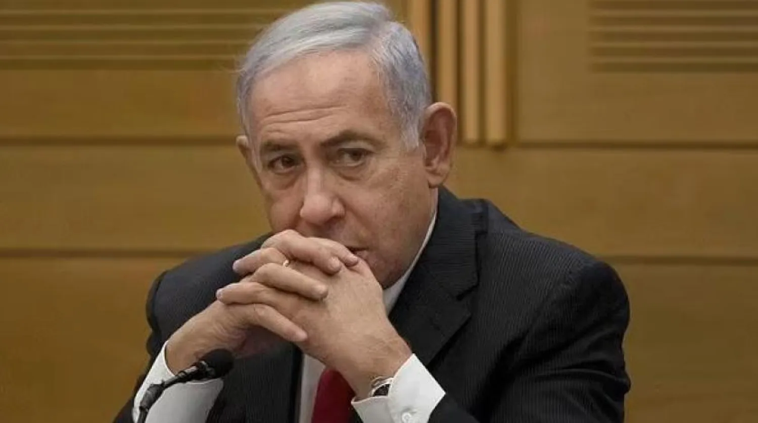 FILE - Former Israeli Prime Minister Benjamin Netanyahu speaks to right-wing opposition party members, at the Knesset, Israel's parliament, in Jerusalem on June 14, 2021. (AP Photo/Maya Alleruzzo, File)
