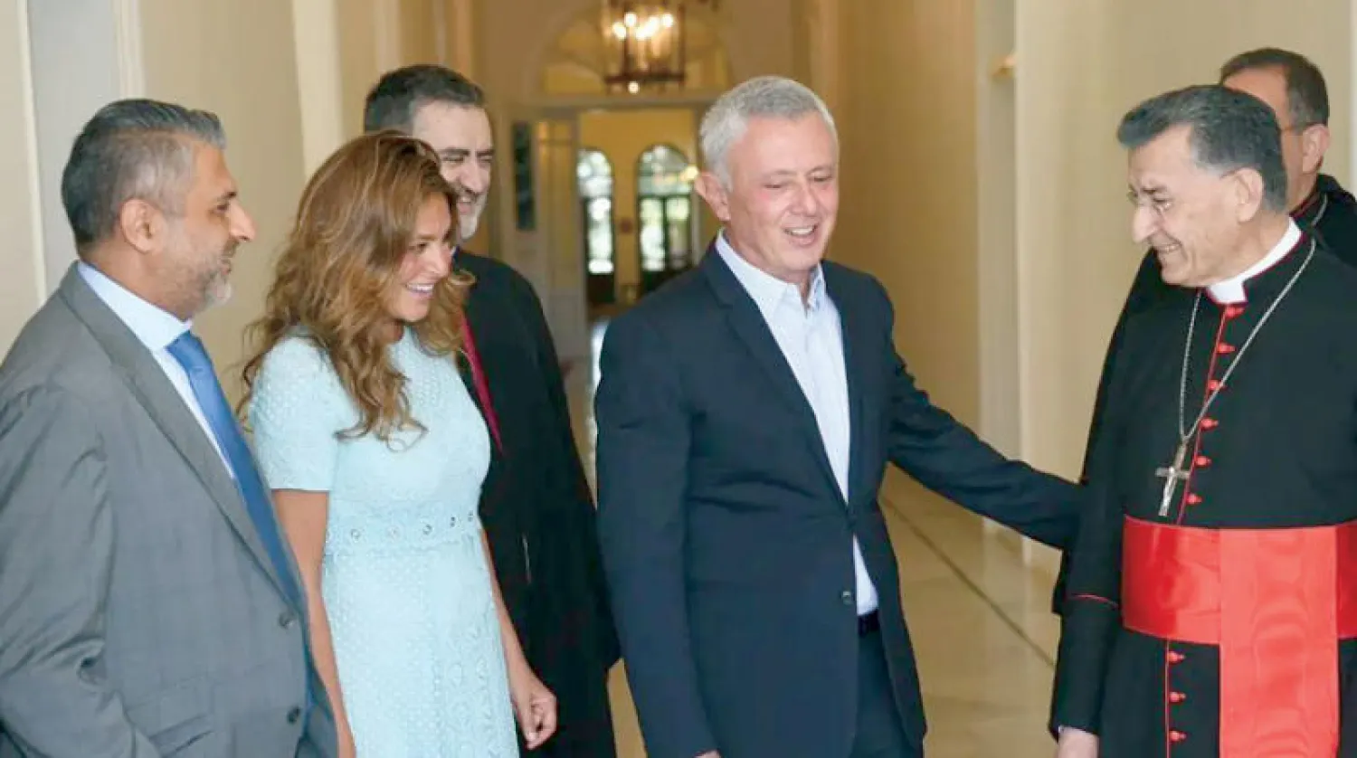 البطريرك الراعي مستقبلاً سليمان فرنجية أمس (البطريركية المارونية)