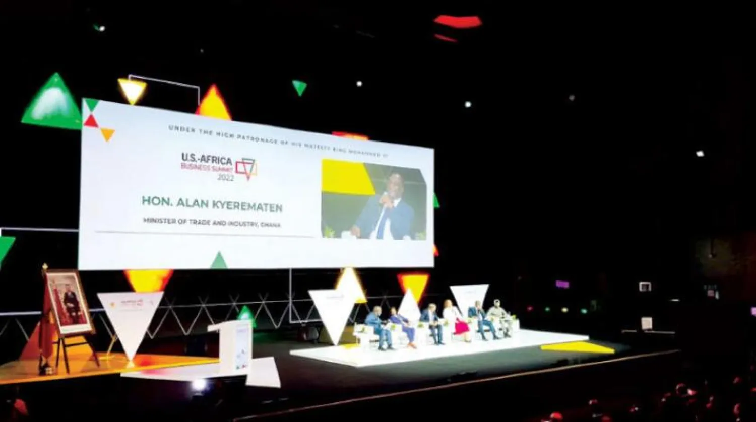 Part of the concluding session of the US-Africa Business Summit in Marrakech (Asharq Al-Awsat) 

