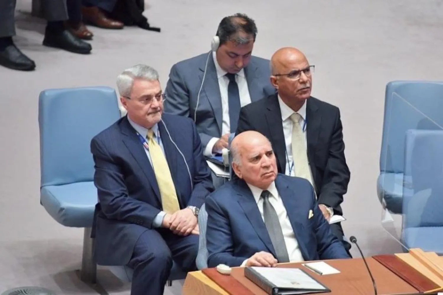 صورة نشرتها الخارجية العراقية على «تويتر» للوزير فؤاد حسين في مجلس الأمن