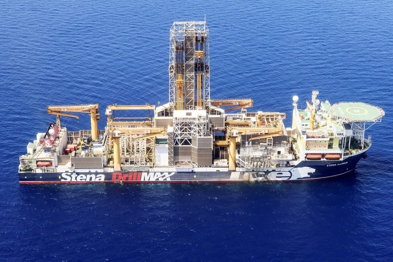 London-based Energean’s drill ship begins drilling at the Karish natural gas field offshore Israel in the east Mediterranean May 9, 2022. Picture taken May 9, 2022. (Reuters)