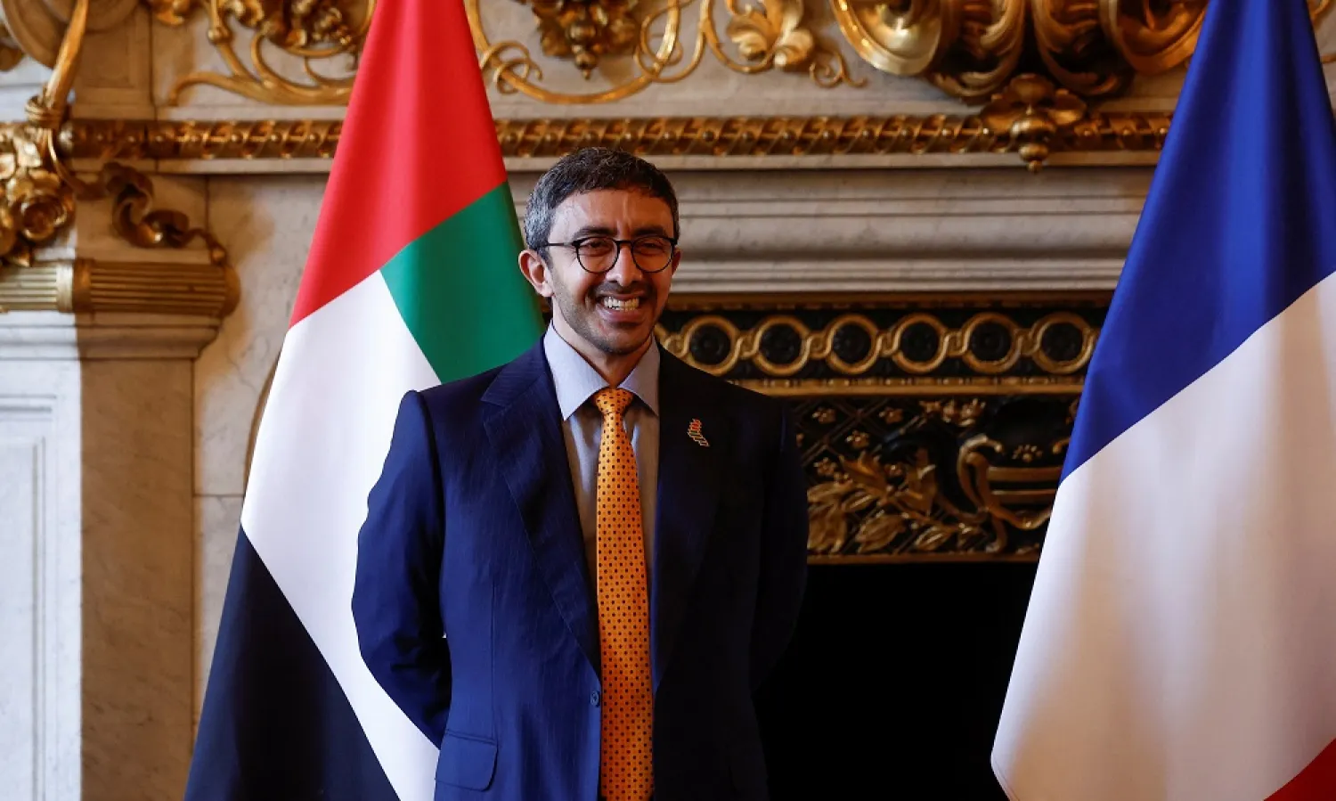 UAE Foreign Minister Sheikh Abdullah bin Zayed Al Nahyan participates in a signature ceremony with French Foreign Minister Catherine Colonna (not pictured) as part of a state visit in Paris, France, July 18, 2022. (Reuters) 
