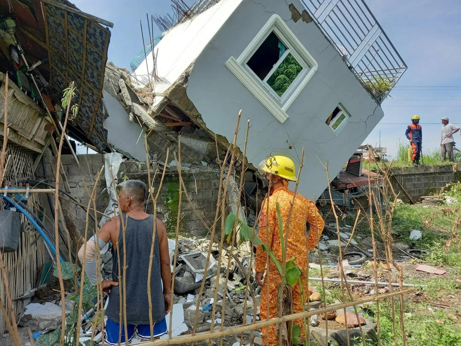 A general view of damaged buildings following an earthquake in Santiago, Ilocos Region, Philippines July 27, 2022. (Public Information Service-Bureau of Fire Protection/Handout via Reuters)
