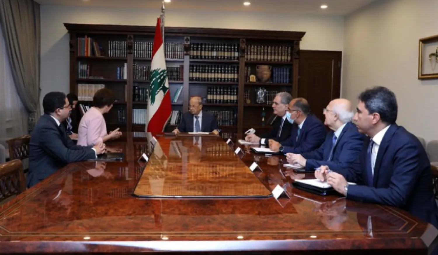 Aoun and Wronecka discussed last week's Security Council consultations on the implementation of Resolution 1701. Photo: NNA