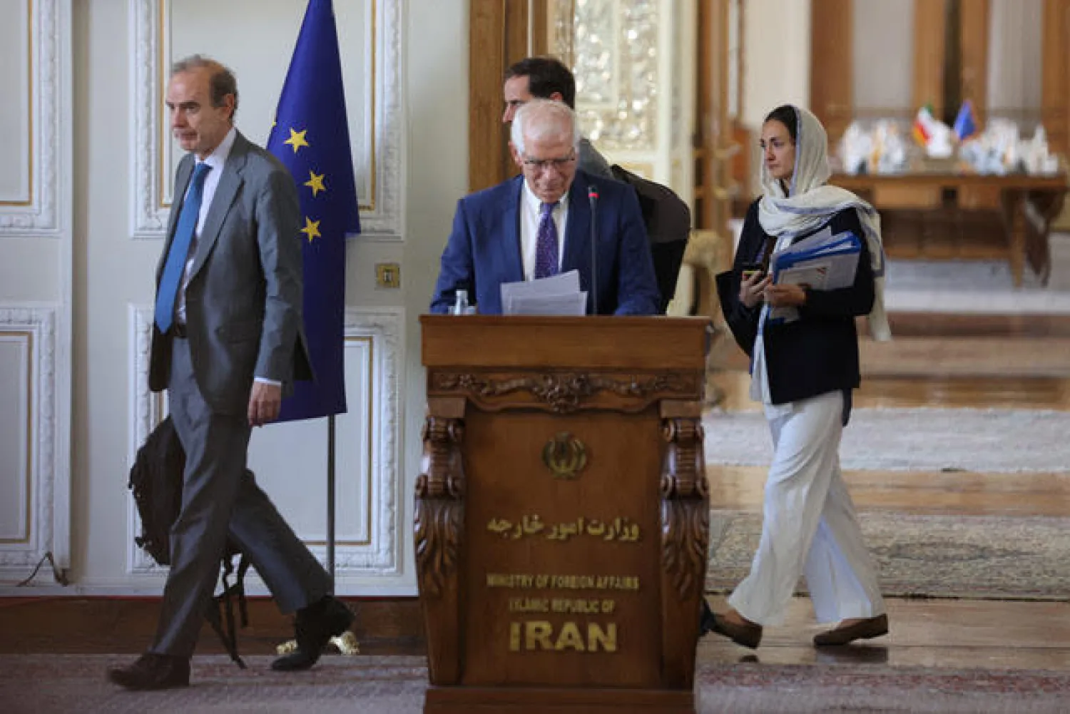 مورا يحضر مؤتمراً صحفياً مشتركاً بين بوريل وعبد اللهيان في طهران 25 يونيو 2022 (رويترز)