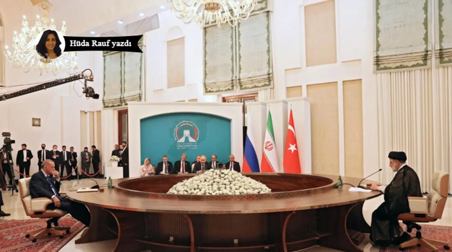 Cumhurbaşkanı Erdoğan, Rusya Devlet Başkanı Putin ve İran Cumhurbaşkanı Reisi, Tahran’daki ‘üçlü zirvede’ bir araya geldiler. (AFP)
