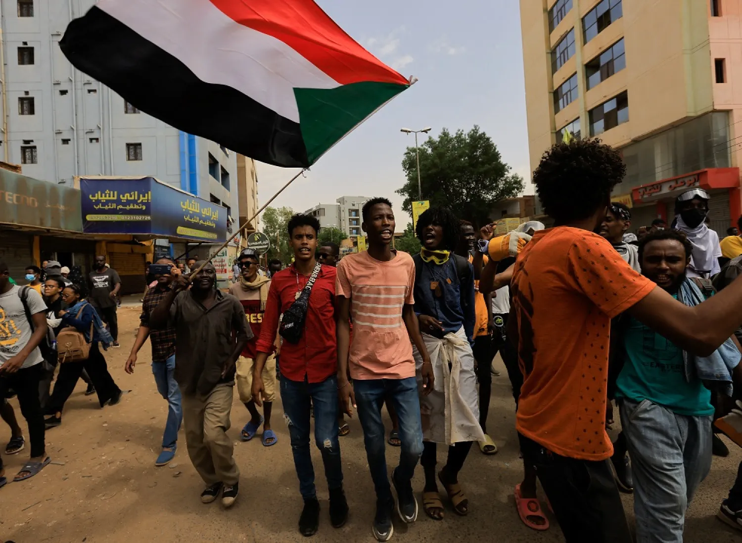 Protesters march during a rally against military rule following the last coup, in Khartoum, Sudan July 31, 2022. (Reuters)