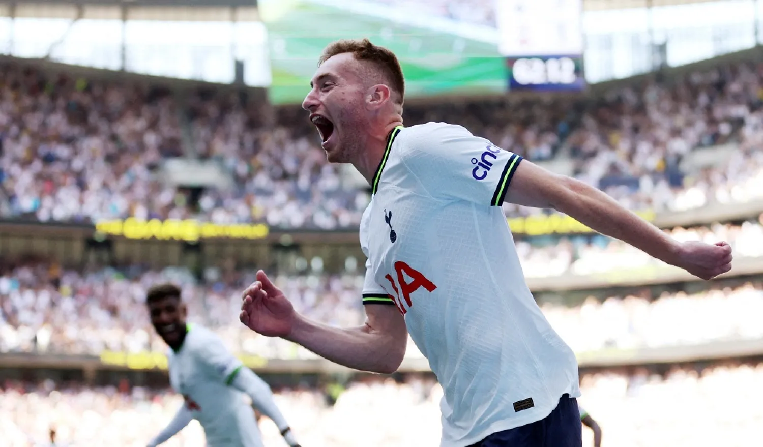 Football - Premier League - Tottenham Hotspur v Southampton - Tottenham Hotspur Stadium, London, Britain - August 6, 2022 Tottenham Hotspur's Dejan Kulusevski celebrates scoring their fourth goal. (Reuters)
