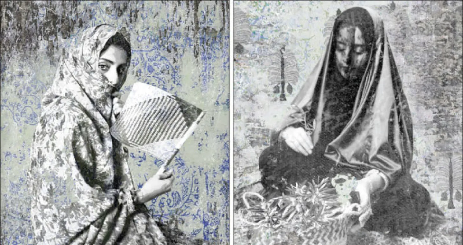 لوحة «غصن الزيتون» للفنانة فاطمة النمر  في مهرجان الفحيص - ... ولوحة «حجيّة» للفنانة النمر  في المهرجان