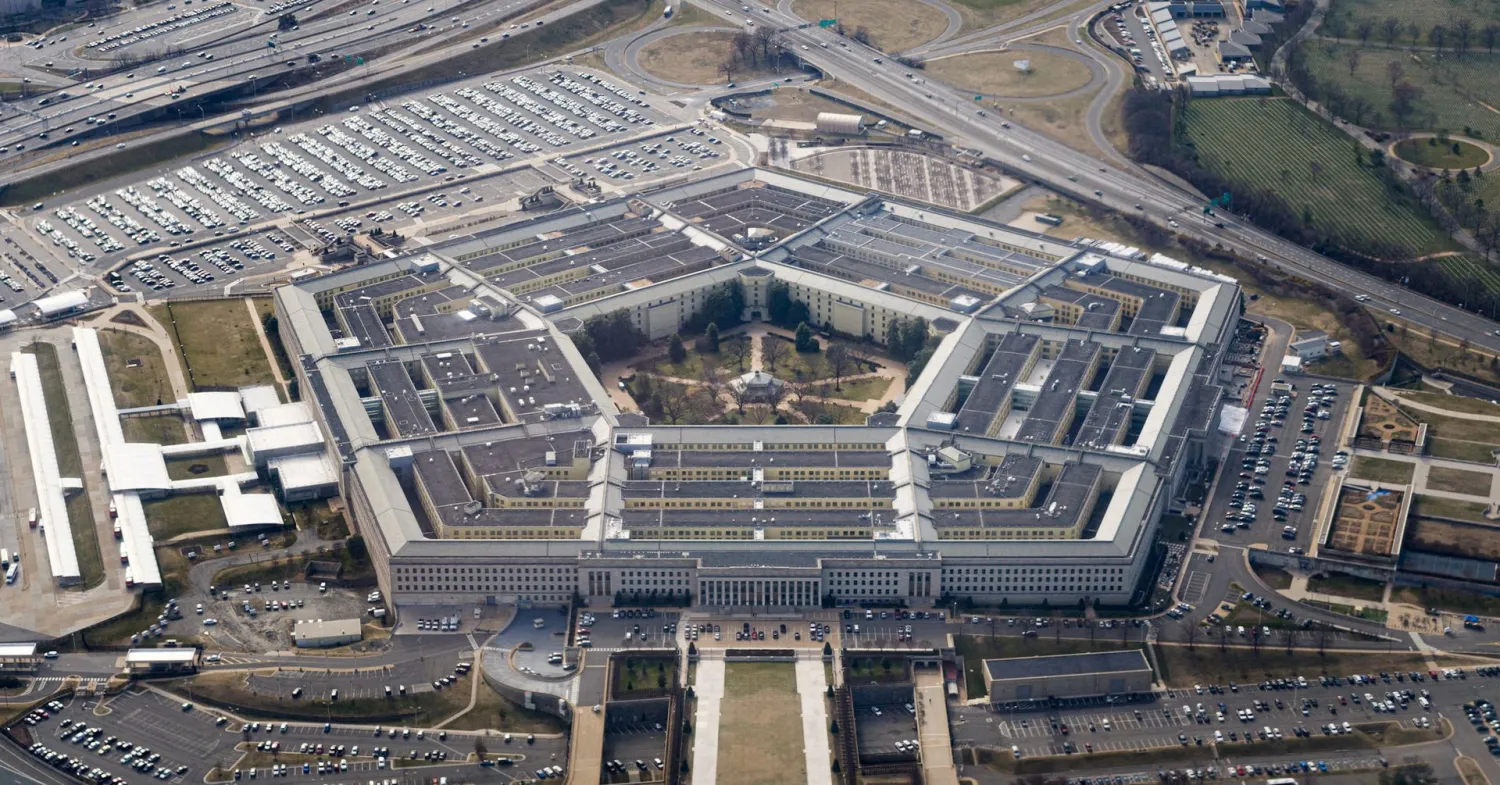 The Pentagon is seen from the air in Washington, US, March 3, 2022, more than a week after Russia invaded Ukraine. REUTERS/Joshua Roberts/File Photo