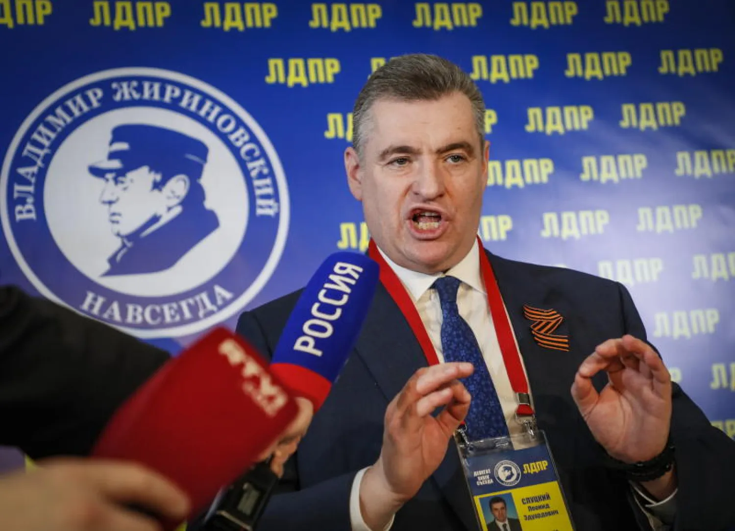 رئيس لجنة الشؤون الدولية بمجلس الدوما الروسي ليونيد سلوتسكي (إ.ب.أ)