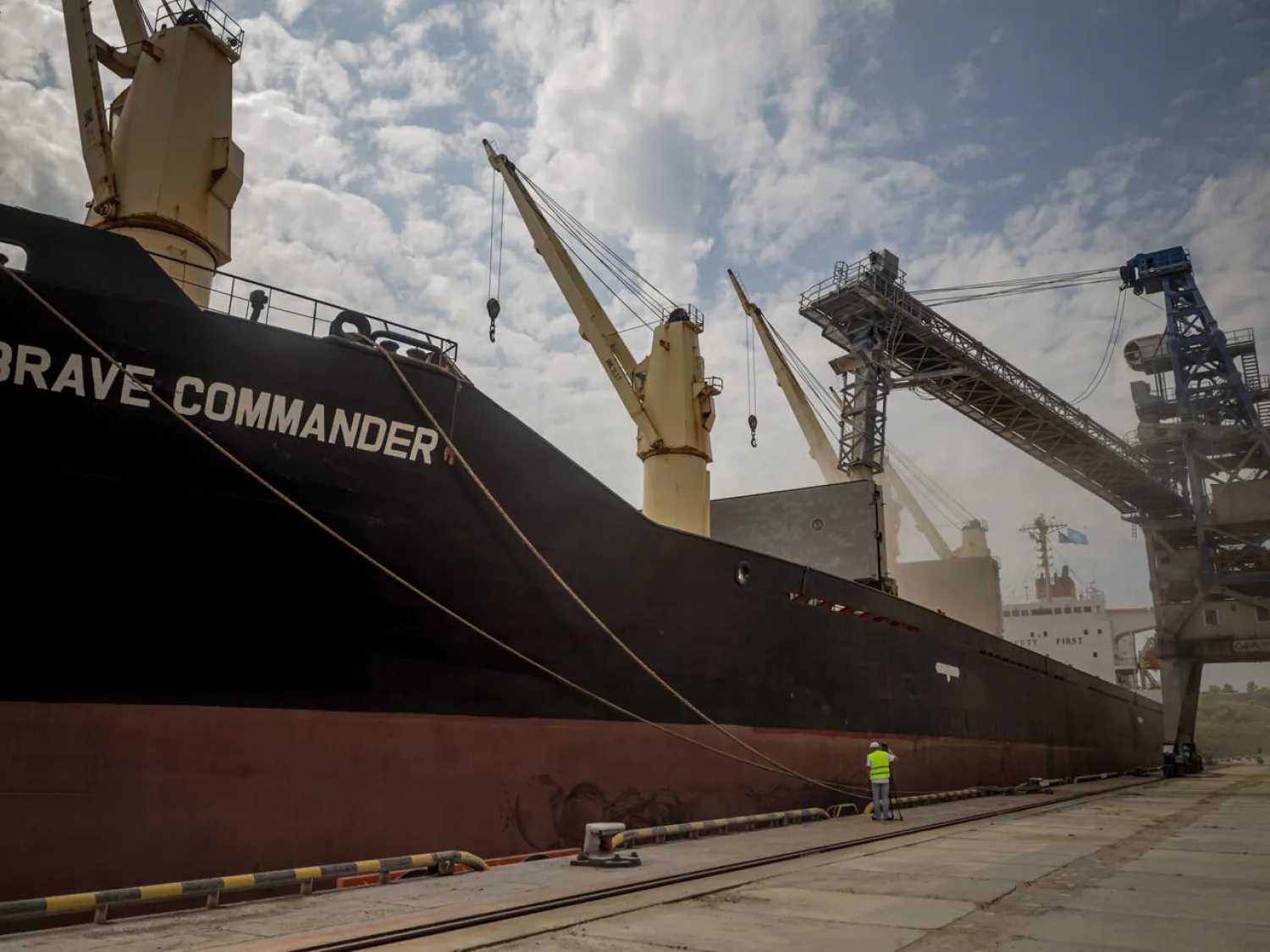 The UN-chartered vessel will head to Africa carrying 23 tons of wheat OLEKSANDR GIMANOV AFP


