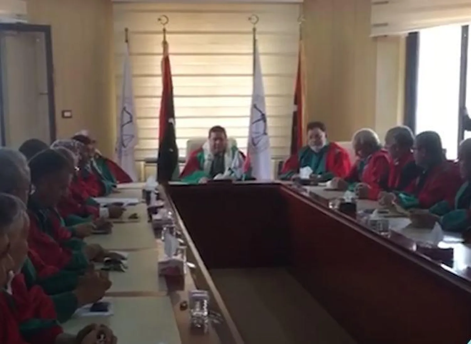 صورة من مقطع فيديو متداول لاجتماع الجمعية العمومية للمحكمة العليا الليبية اليوم