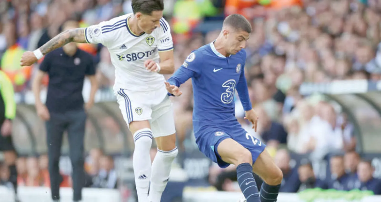 هافيرتز خلال مباراة تشيلسي الأخيرة أمام ليدز يونايتد (رويترز)