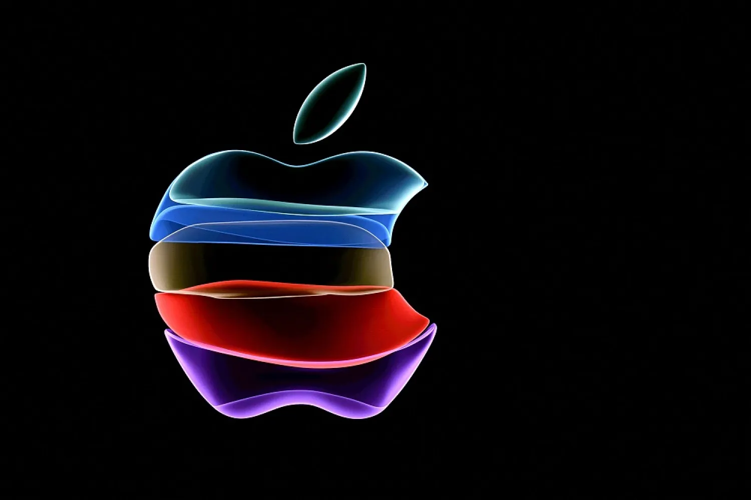 In this file photo taken on September 10, 2019 the apple logo is projected on a screen before the start of a product launch event at Apple's headquarters in Cupertino, California. (AFP)