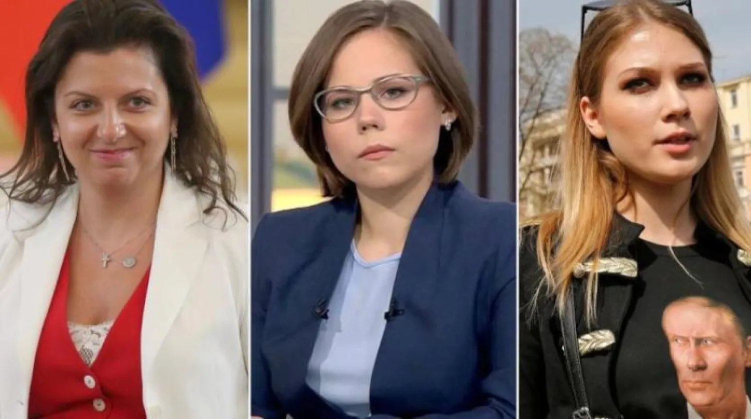 Dariya Dugina (ortada), aktivist Maria Katasonova (sağda) ve RT Genel Yayın Yönetmeni Margarita Simonyan (solda) (CNN)