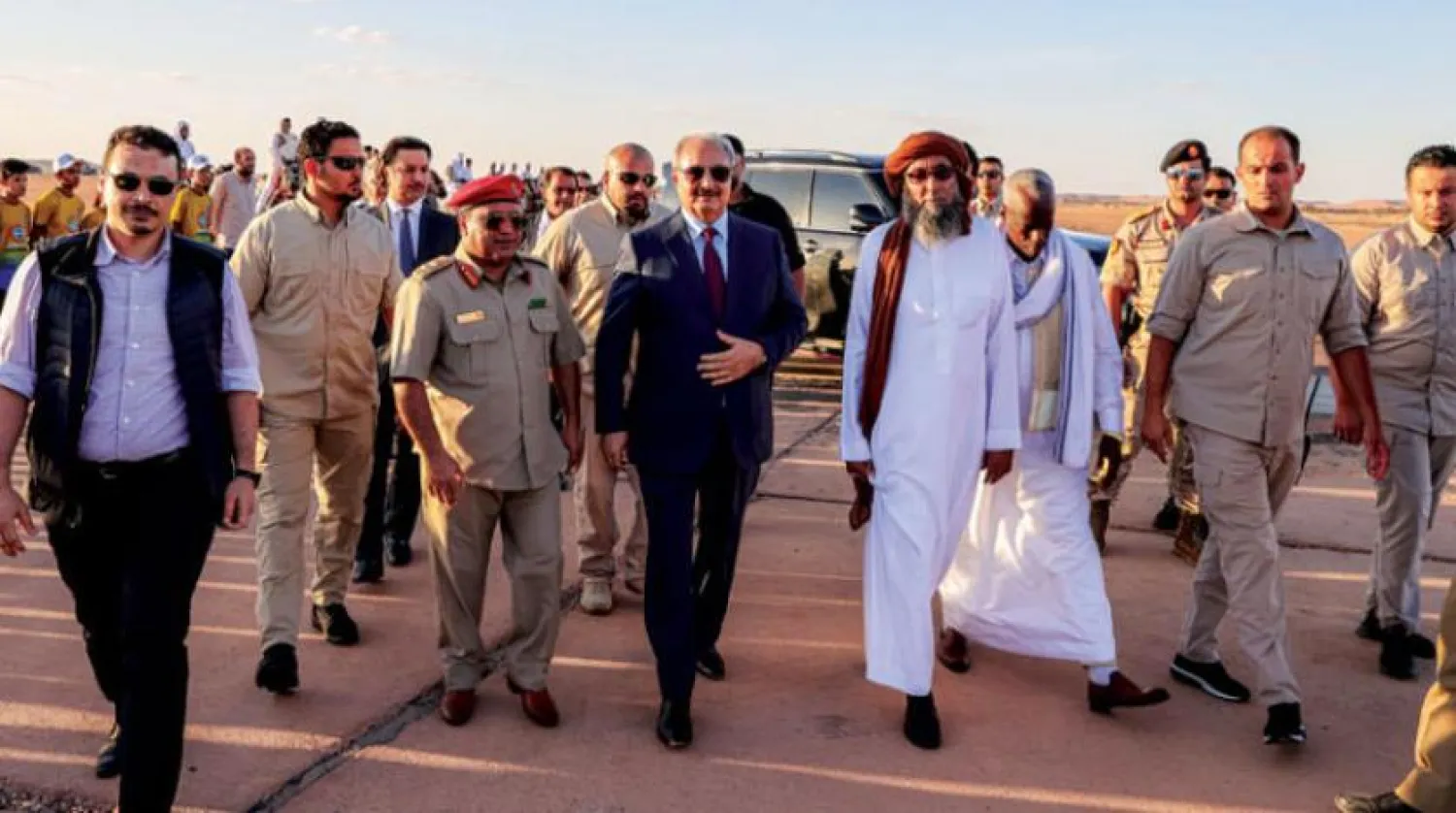 Mareşal Halife Hefter'in Kufra'da karşılanması sırasında çekilen bir kare (Hafter’in ofisi)