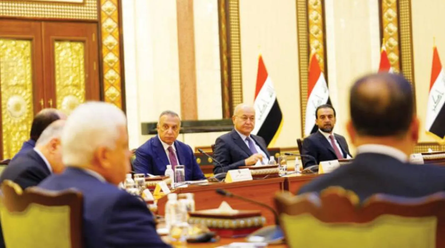 بخشی از نشست گفت و گوی ملی عراق دیروز در بغداد (دفتر نخست‌وزیر عراق - رویترز)