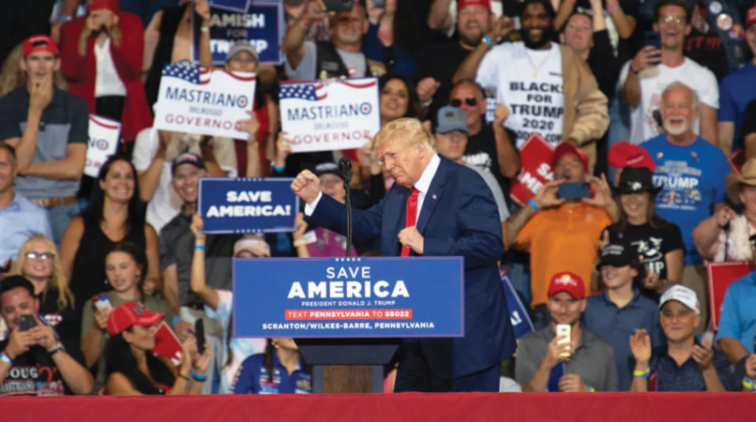 جانب من مشاركة ترمب في فعالية انتخابية ببنسلفانيا في 3 سبتمبر (إ.ب.أ)