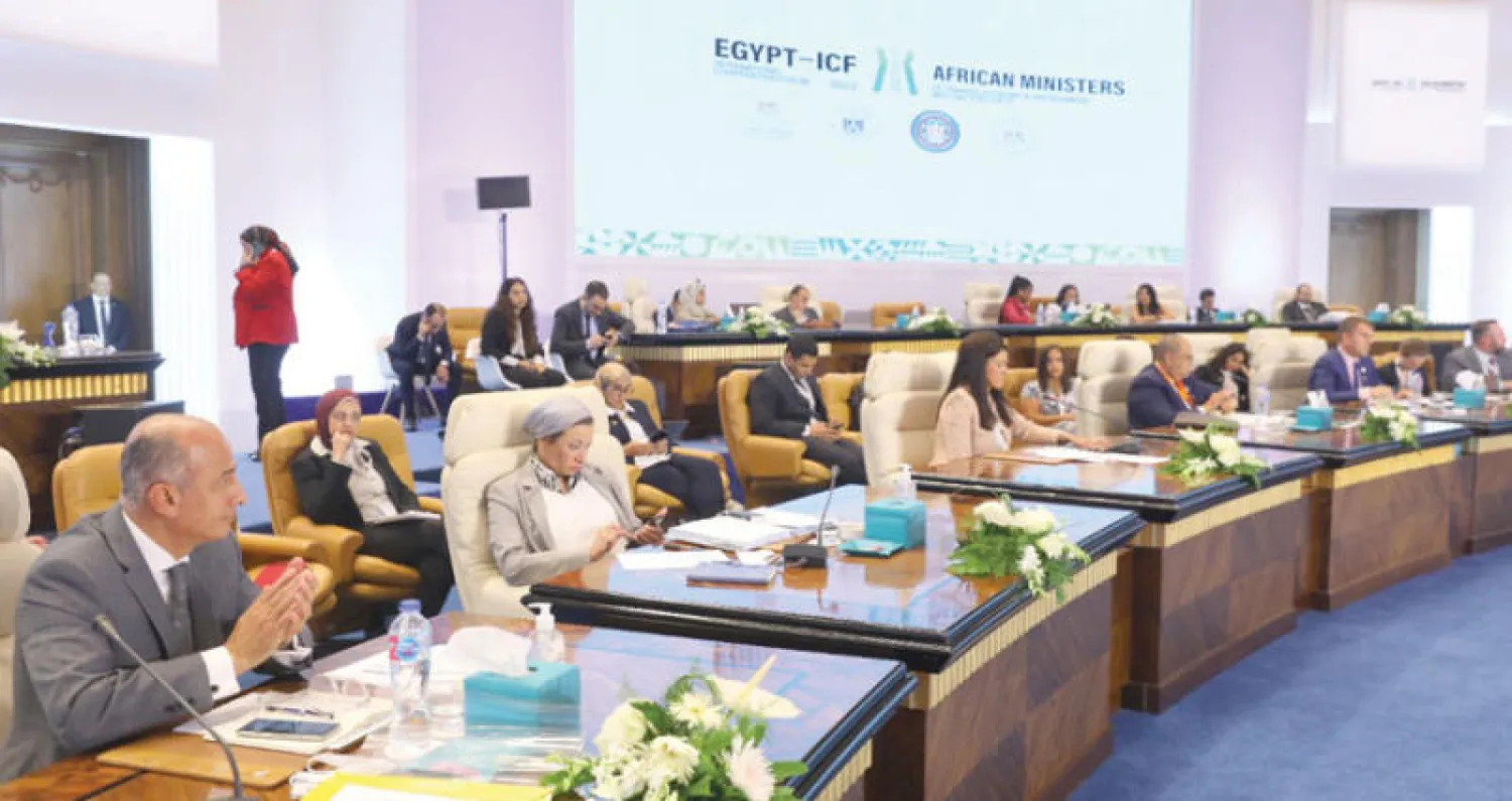إحدى جلسات منتدى التعاون الدولي والتمويل الإنمائي واجتماع وزراء المالية والاقتصاد والبيئة الأفارقة المنعقد في مصر (الشرق الأوسط)
