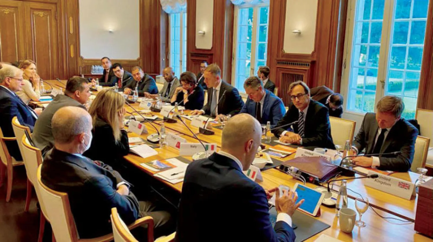 جانب من اجتماع برلين حول ليبيا أمس (السفير الألماني على تويتر)