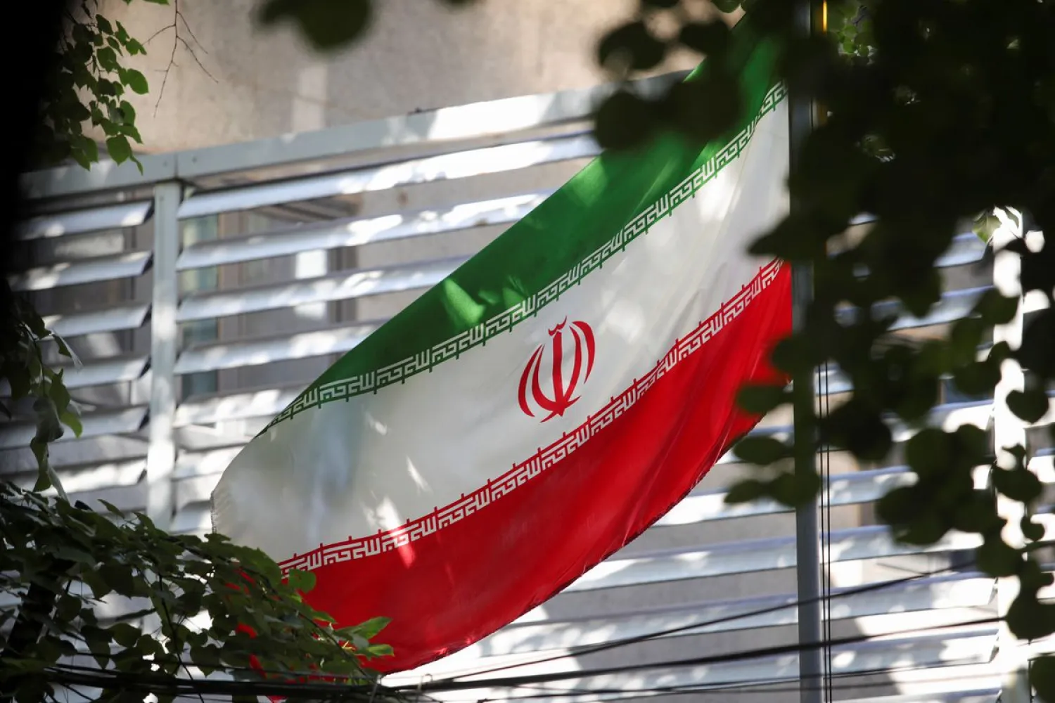 The Iranian flag is seen at the Embassy of Iran, as Albania cuts ties with Iran and orders diplomats to leave over cyberattack, in Tirana, Albania, September 8, 2022. (Reuters)