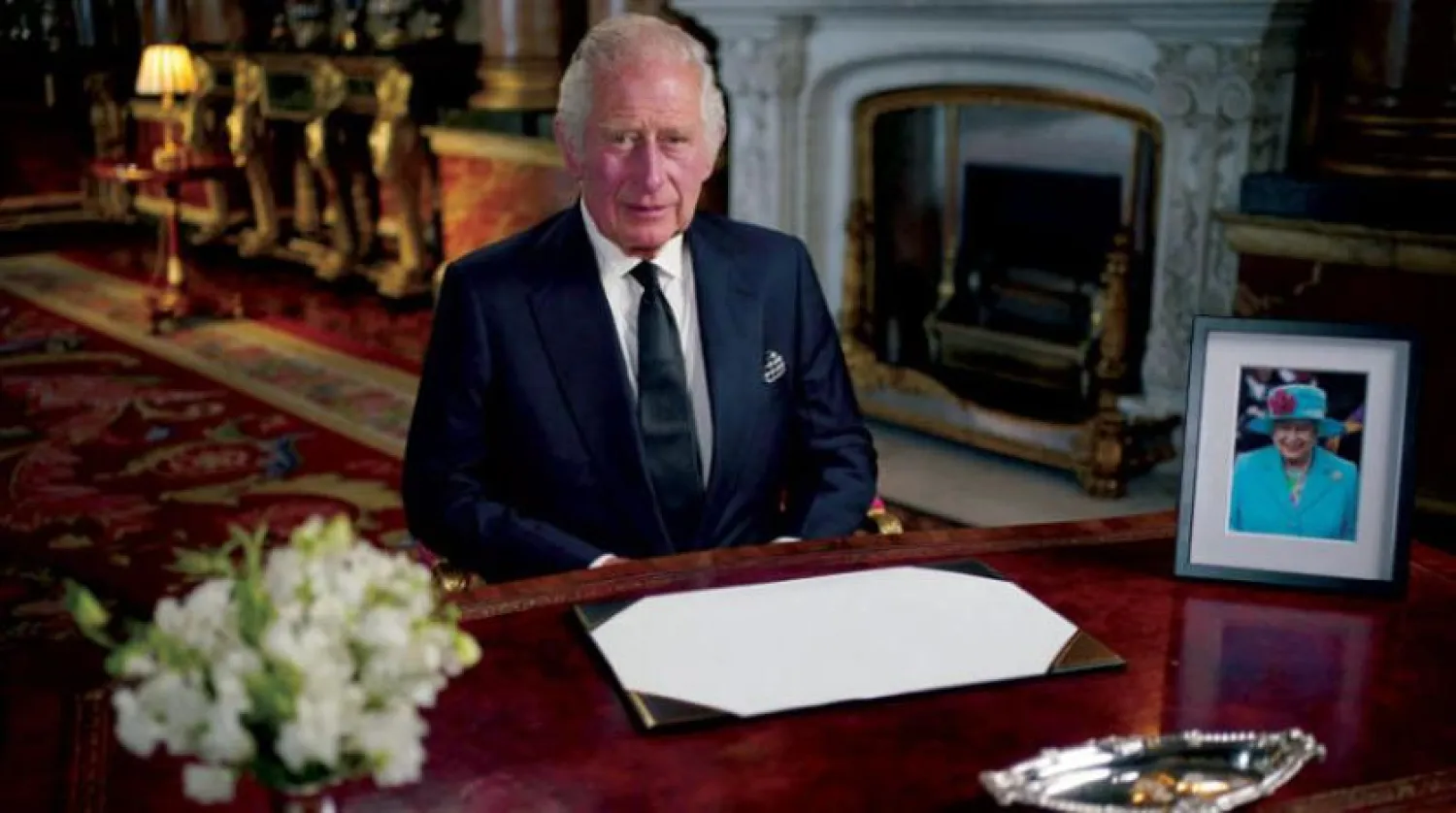 کنگ چارلس سوم کو کل قوم سے خطاب کرتے ہوئے دیکھا جا سکتا ہے (اے ایف پی)