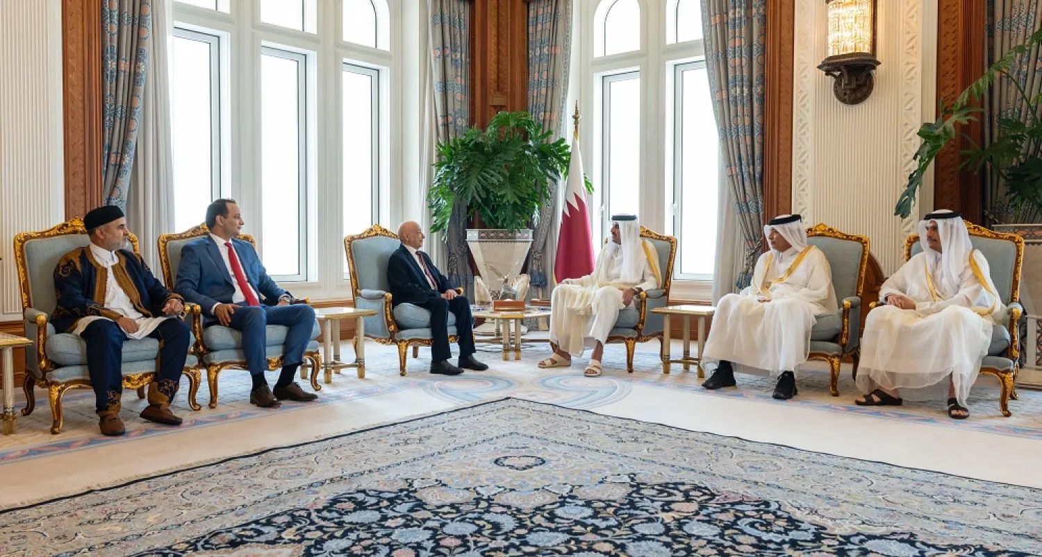 Sheikh Tamim meets with the Libyan officials in Doha. (QNA)