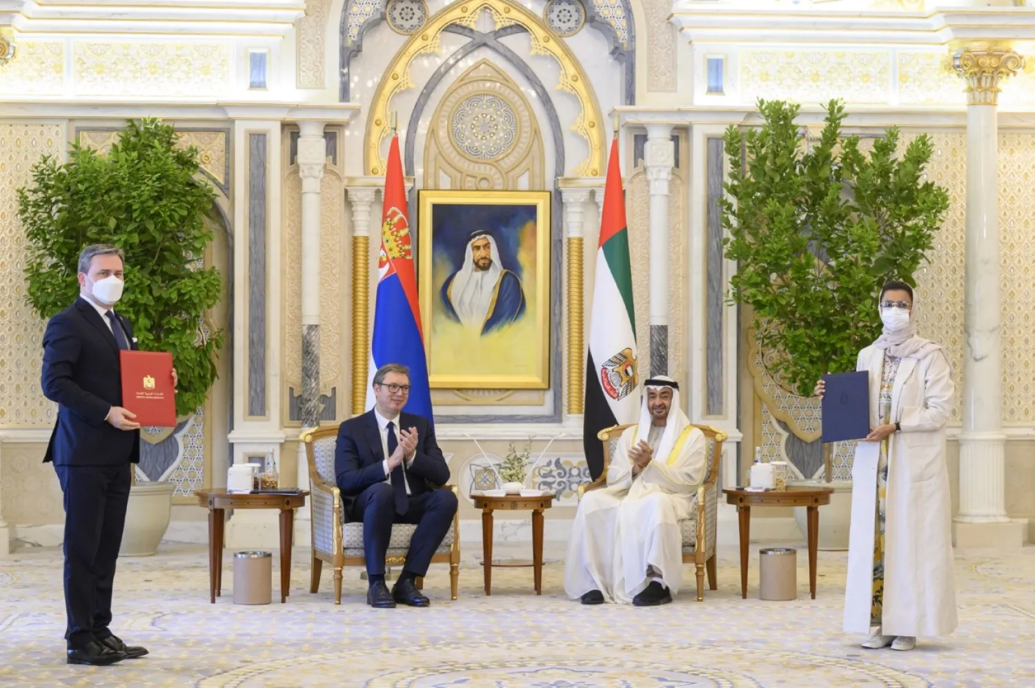 United Arab Emirates President Sheikh Mohamed bin Zayed Al Nahyan and his Serbian counterpart Aleksandar Vucic
