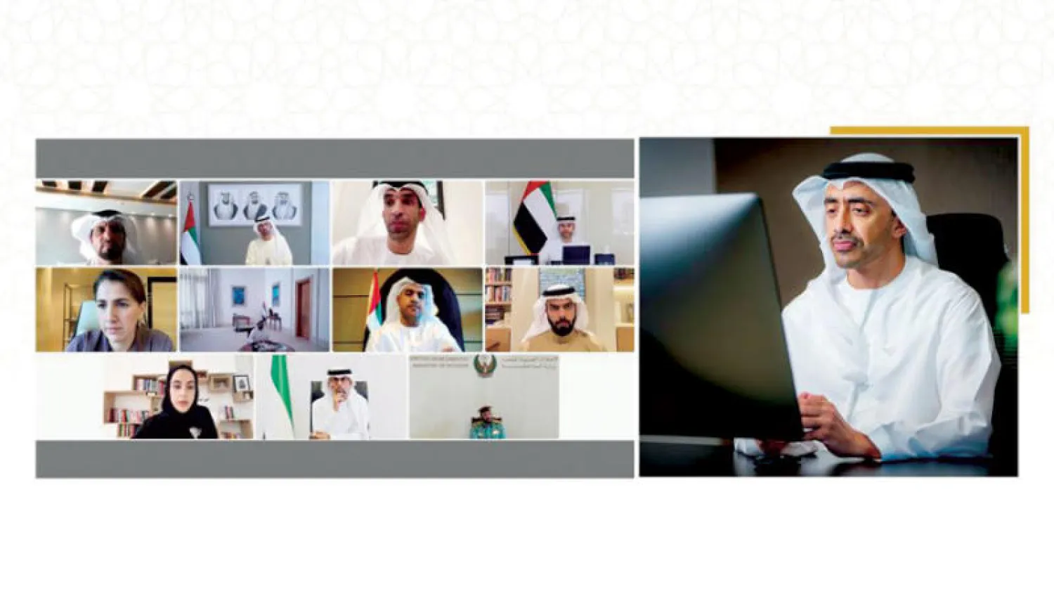 الشيخ عبد الله بن زايد خلال مؤتمر افتراضي عُقد أمس للجنة العليا لمؤتمر الأطراف «كوب 28» (وام)