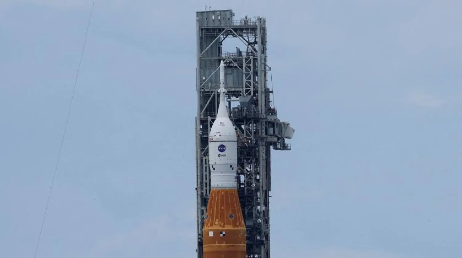 NASA's next-generation moon rocket, the Space Launch System (SLS) rocket, stands on launchpad 39B in preparation for the unmanned Artemis 1 mission at Cape Canaveral, Florida, on Sunday. REUTERS
