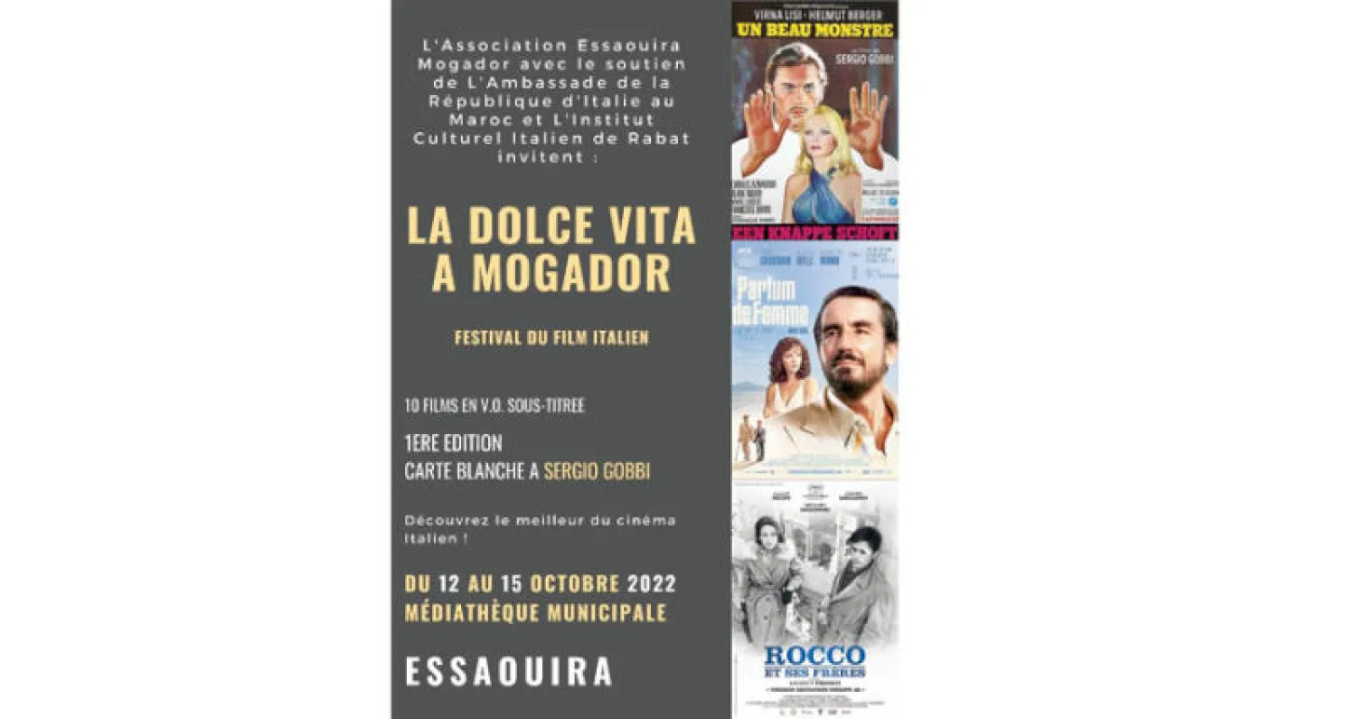 ملصق مهرجان «لا دولتشي فيتا موغادور» في الصويرة  (الشرق الأوسط)