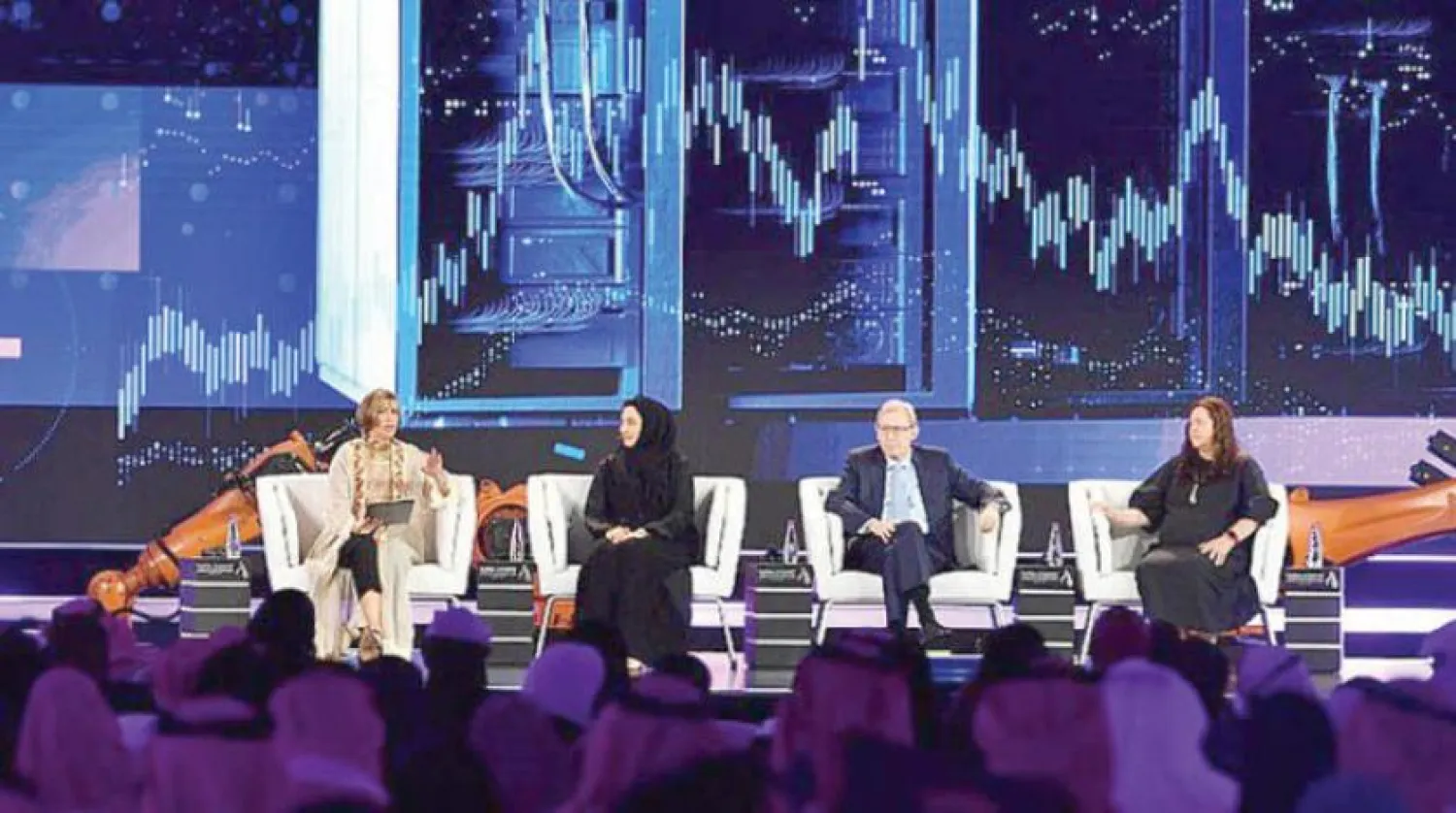 A part of the sessions of the 2nd Global AI Summit held in Riyadh (Asharq Al-Awsat)