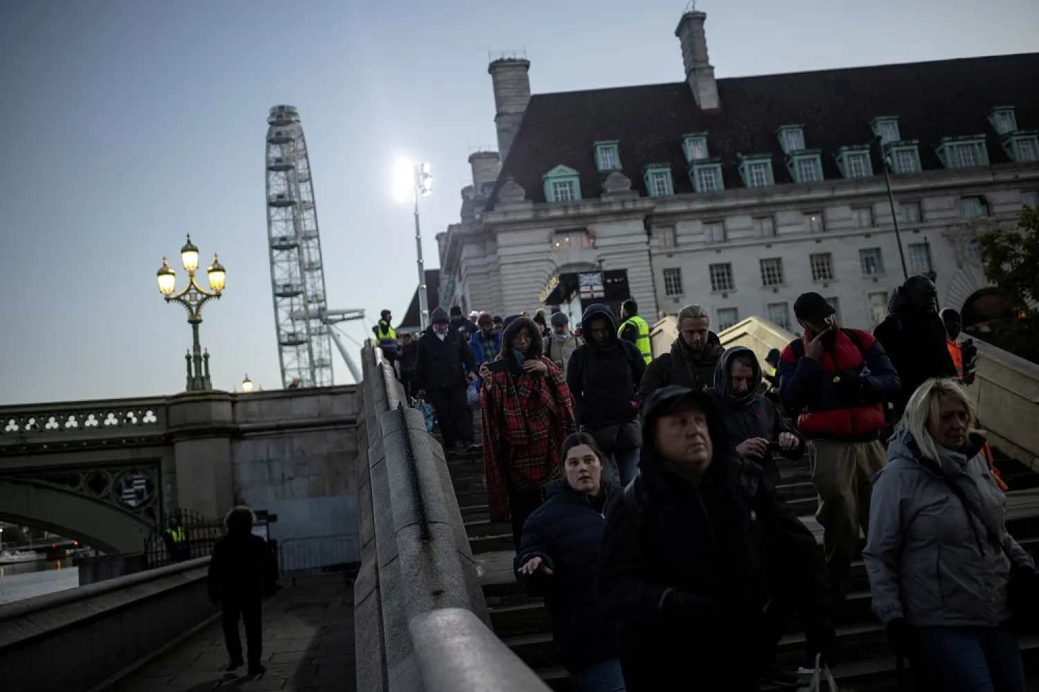 People queue outside the County Hall to pay their respects following the death of Britain's Queen Elizabeth, in London, Britain, September 17, 2022. (Reuters)