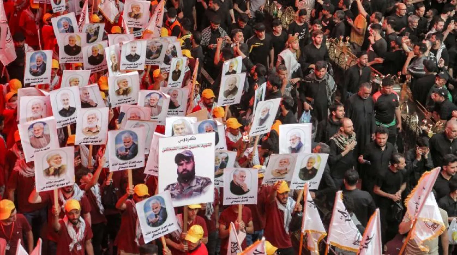 Kerbela’daki Erbain törenlerine katılan Haşdi Şabi unsurları. (AFP)