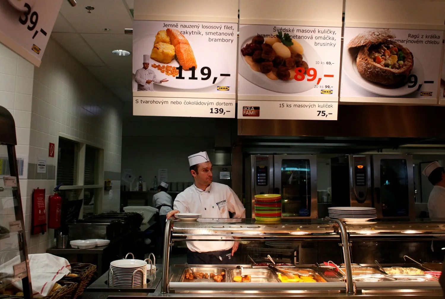 A cook waits for customers at the IKEA cafeteria in Prague, February 25, 2013. (Reuters)