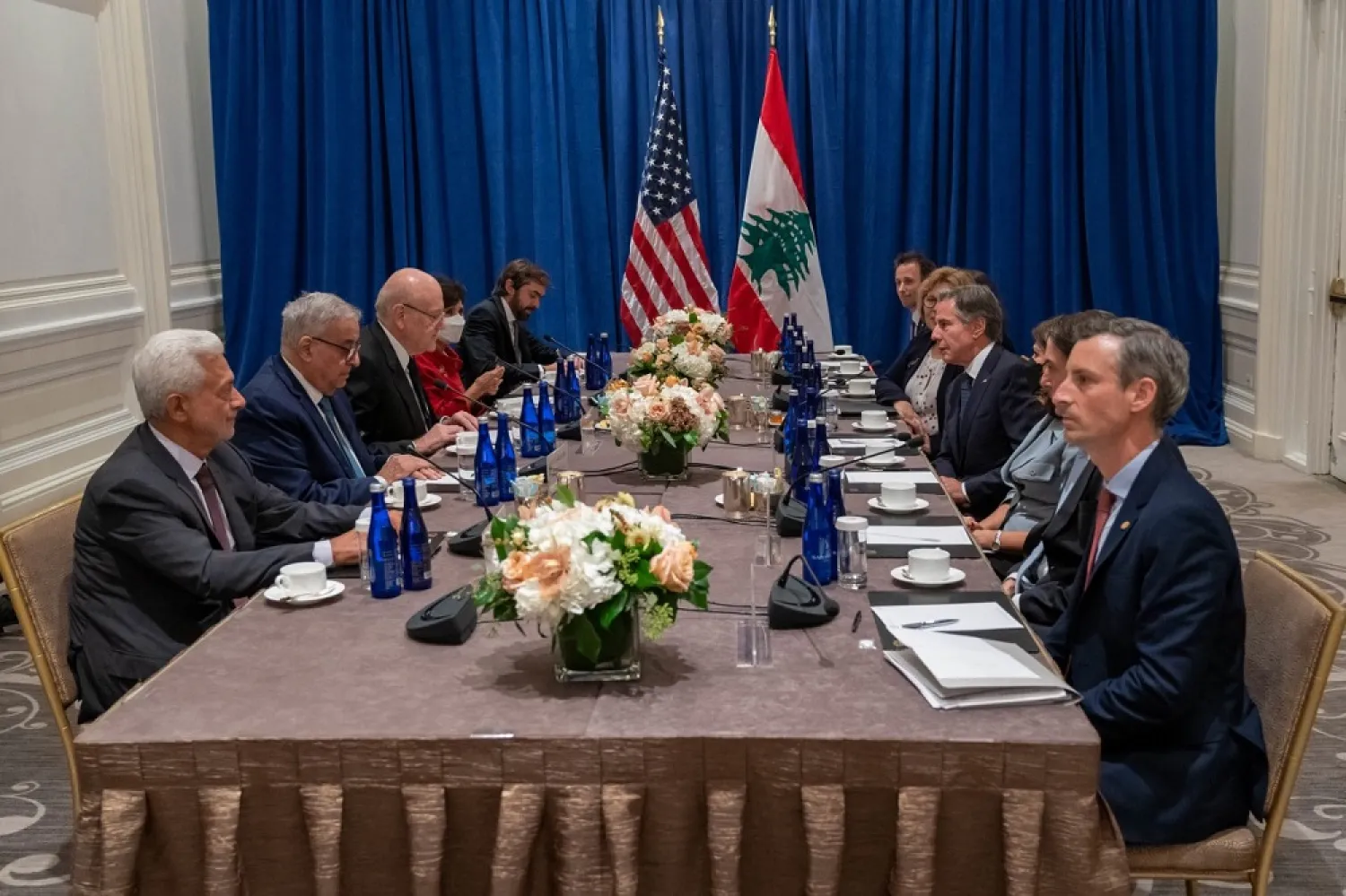 US Secretary of State Blinken meets with caretaker Lebanese PM Mikati in New York. (Blinken via Twitter)