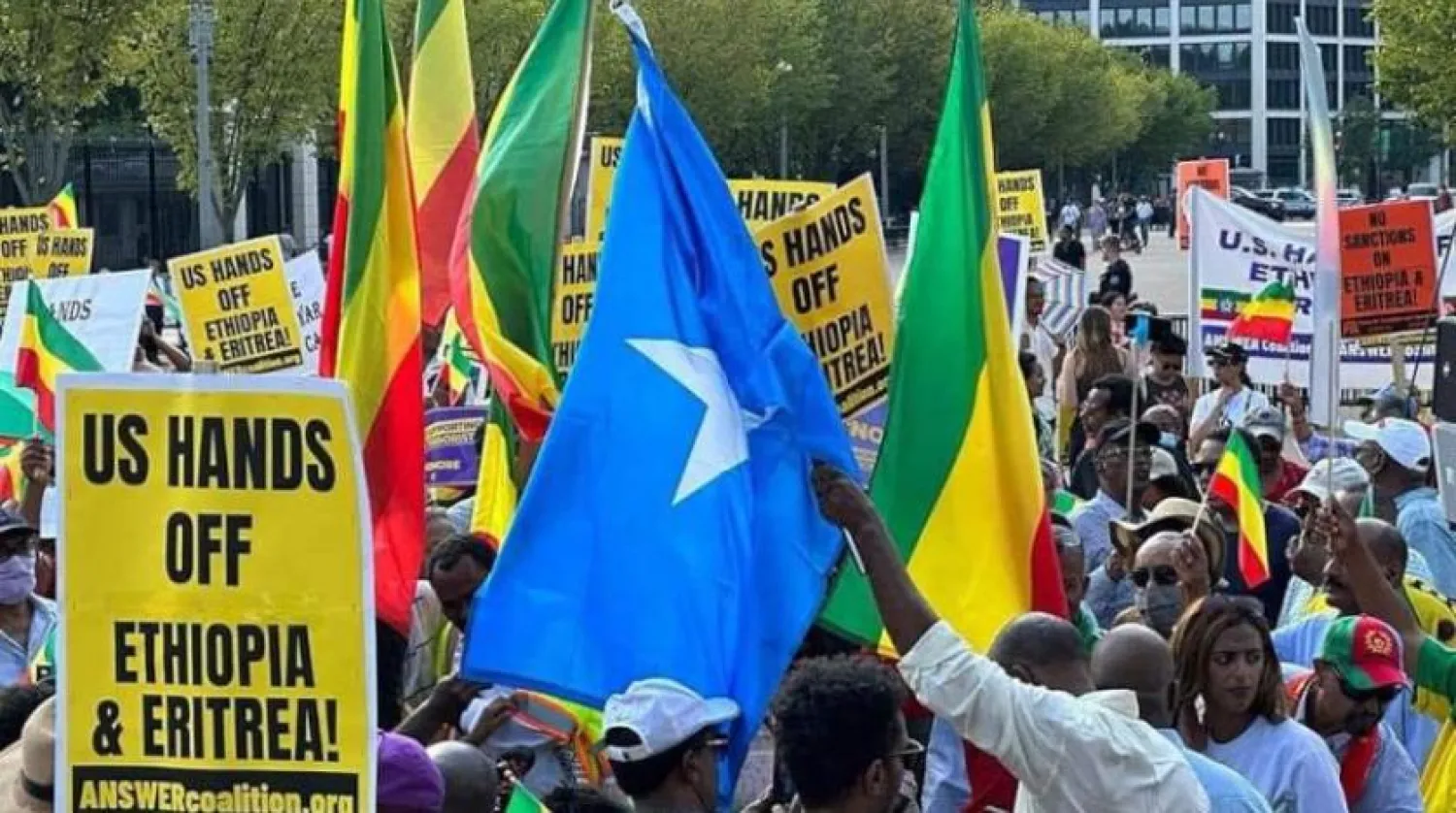 Tigray’daki savaşa yönelik uluslararası eleştiriler karşısında hükümeti desteklemek için toplanan Washington’daki Etiyopyalılar (Etiyopya Dışişleri Bakanlığı)