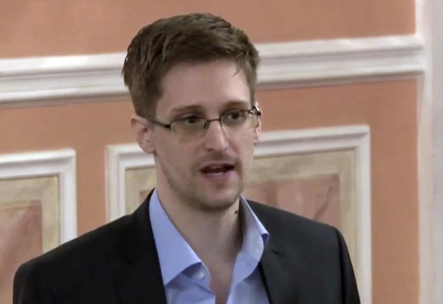 In this image made from video and released by WikiLeaks, former National Security Agency systems analyst Edward Snowden speaks in Moscow, Oct. 11, 2013. (AP)
