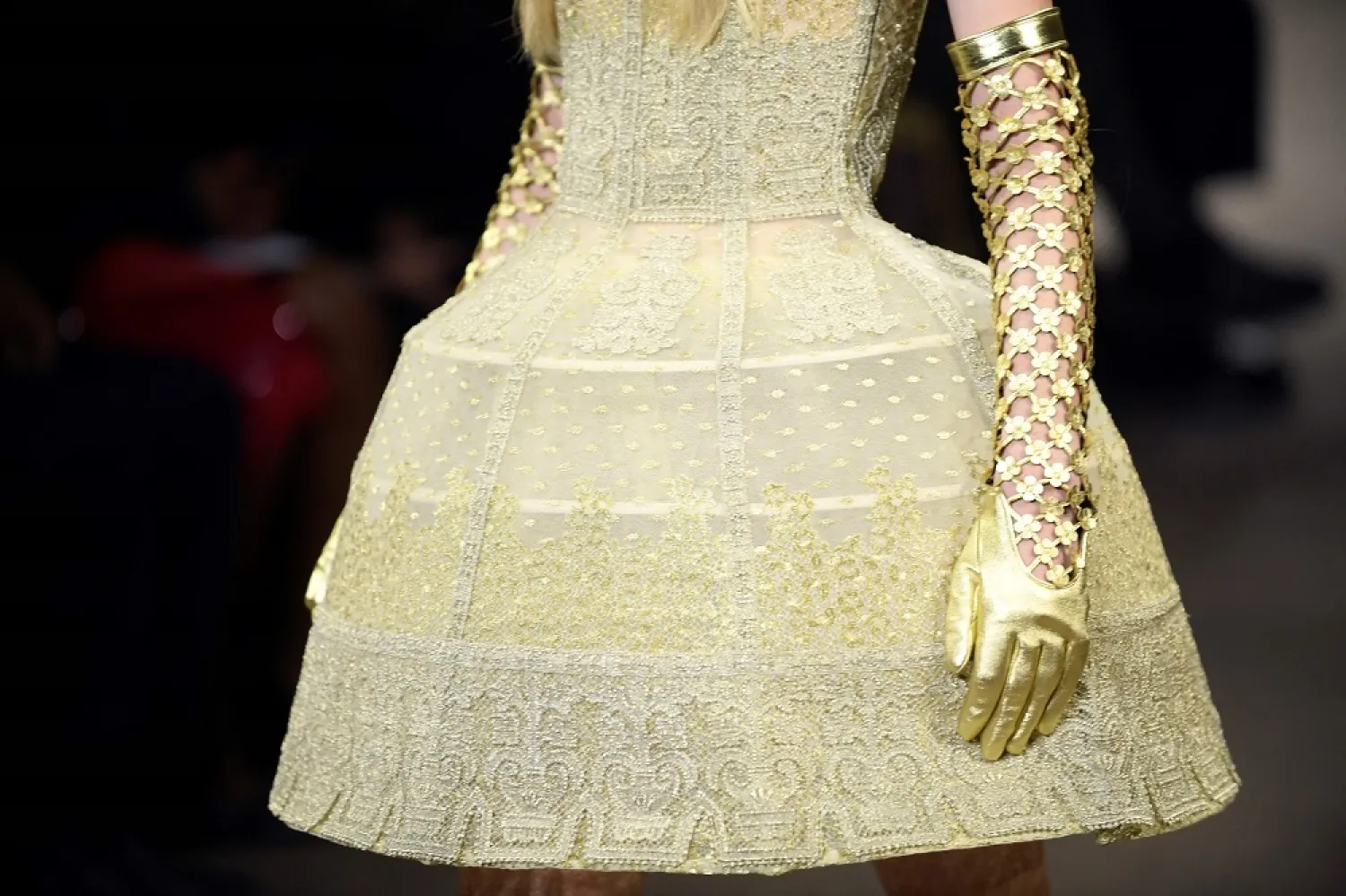 A model presents a creation for the Christian Dior Spring-Summer 2023 fashion show during the Paris Womenswear Fashion Week, in Paris, on September 27, 2022. (AFP)