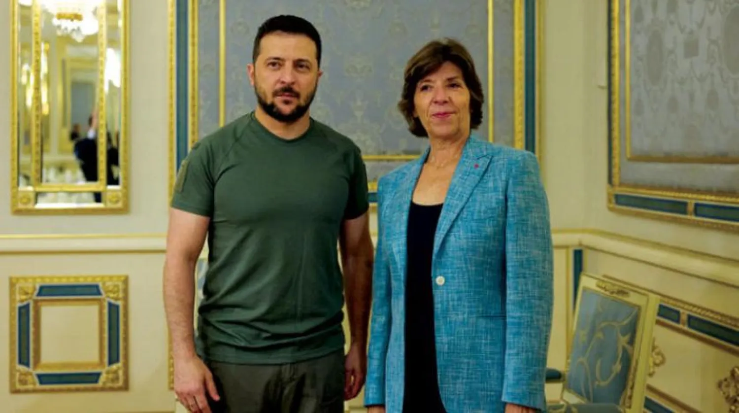 Fransa Dışişleri Bakanı Catherine Colonna, Ukrayna Devlet Başkanı Vladimir Zelenskiy ile dün Kiev'de bir araya geldi. (Reuters)