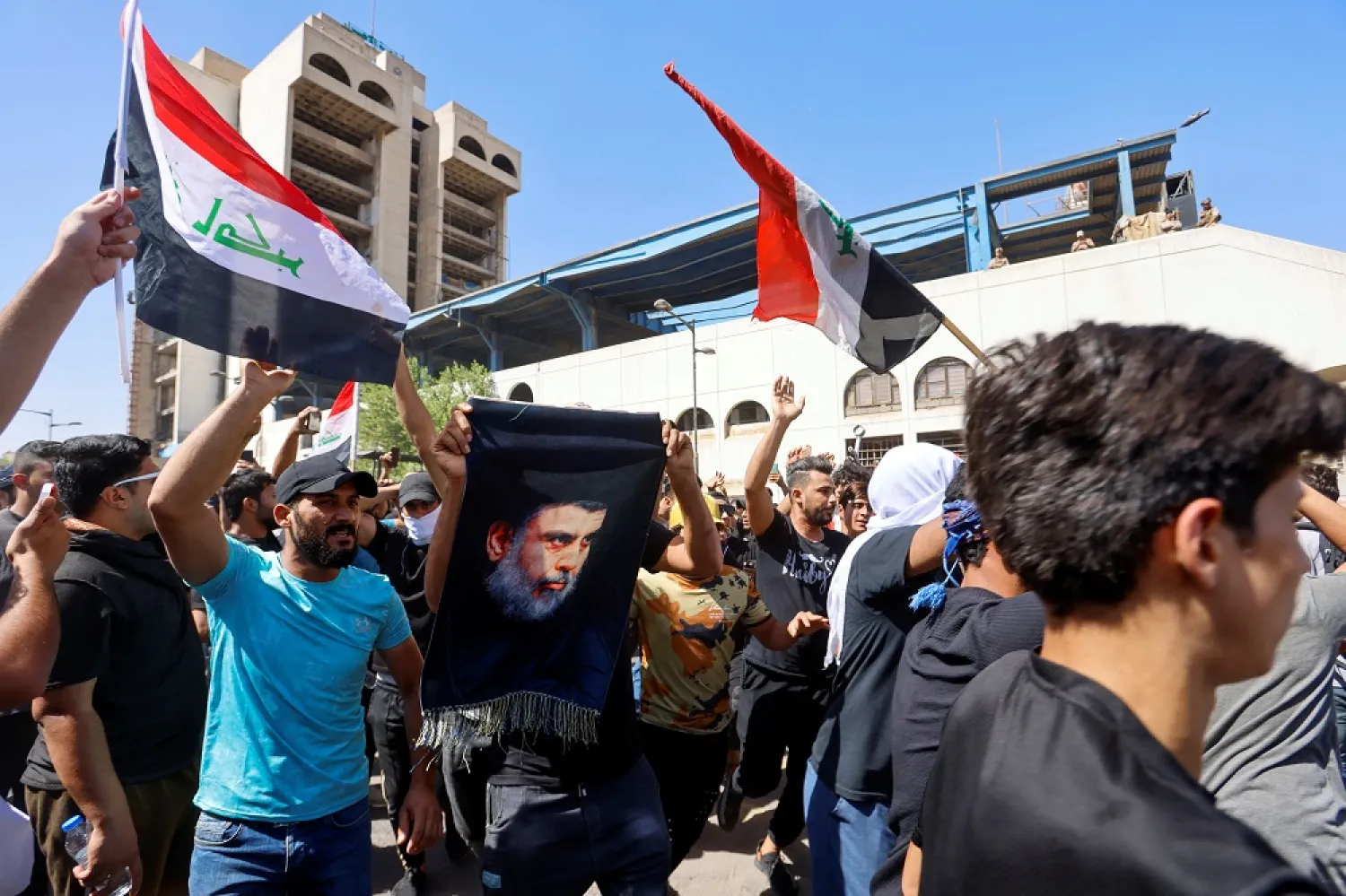 Demonstrators gather during an anti-government protest, ahead of a scheduled parliament session, in Baghdad, Iraq September 28, 2022. (Reuters)