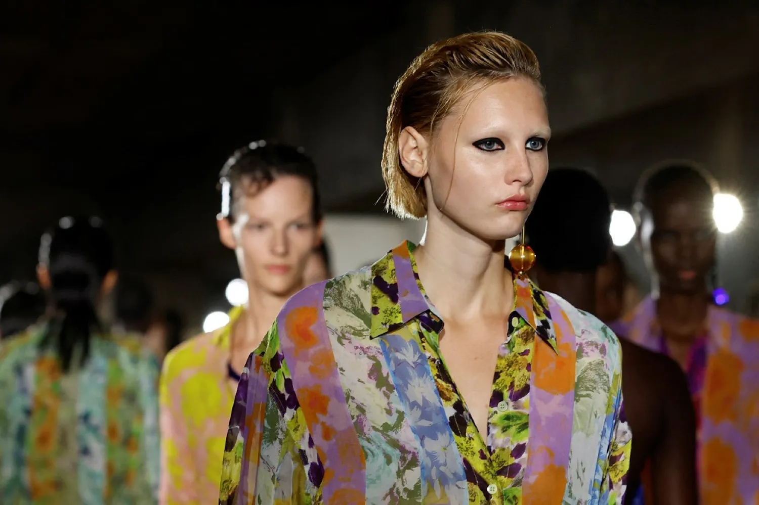 Models present creations by designer Dries Van Noten as part of his Spring-Summer 2023 Women's ready-to-wear collection show during Paris Fashion Week in Paris, France, September 28, 2022. (Reuters)