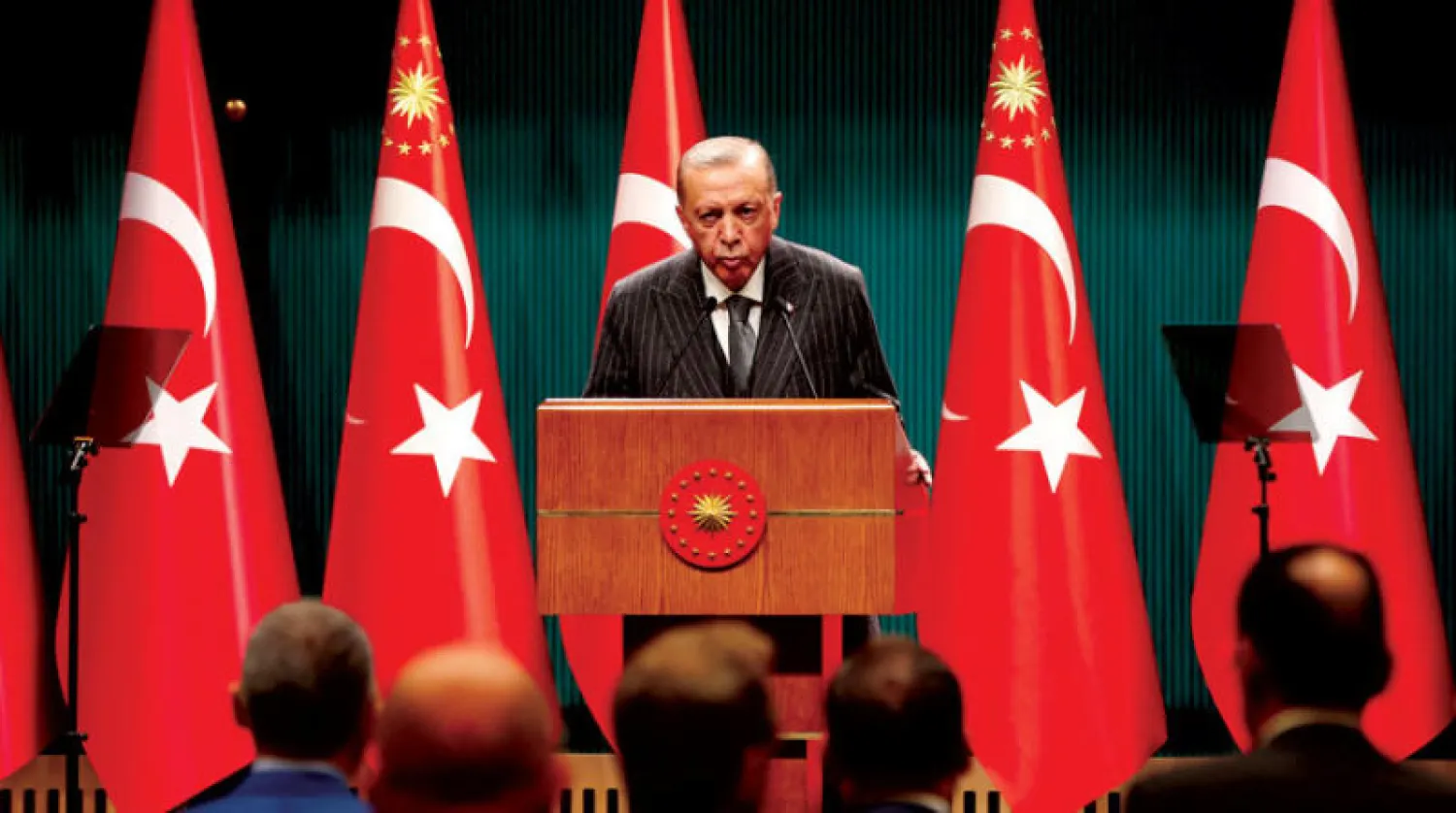 إردوغان يلقي كلمة عقب اجتماع الحكومة في أنقرة الاثنين (أ.ف.ب)