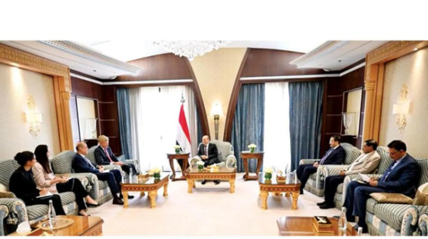 UN Envoy Hans Grundberg with the President of Yemen's Presidential Leadership Council (PLC), Rashad al-Alimi (Saba)